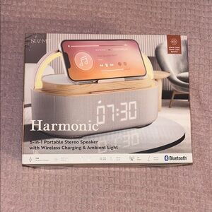 MVMT Harmonic Stereo Speaker with Wireless Charging - Gray and Brown